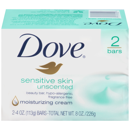 DOVE Dove Sensitive Skin Unscented Soap Bar 4 oz. Bar, PK12 41085